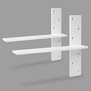 Free Hanging Countertop Support Bracket 16&quot; Lx2.5 W 2 Pack White Heavy Duty Hidden Floating Wall Shelf Bracket 3/8&quot; Thick for Floating Bars,Bench Seats,Vanities