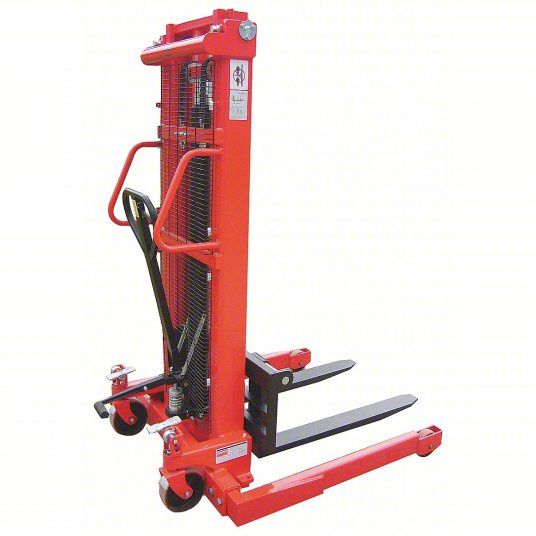Dayton Adj Base Hydraulic Stacker, Load Cap. 2000 lb. pallet jack