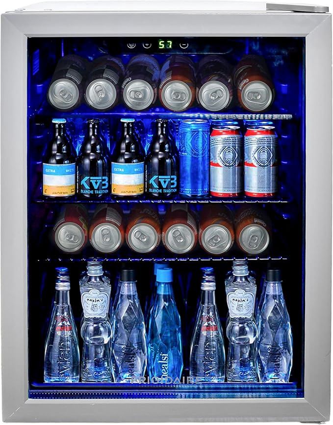 Frigidaire EFMIS9O00, Beverage Fridge Refrigerator with Glass Door, Compact Mini Fridge with Digital Temperature Control Fits 88 Cans or 25 Bottles, 74L Capacity - 19.29&quot; D x 25&quot; W x 17.51&quot; H, Silver 