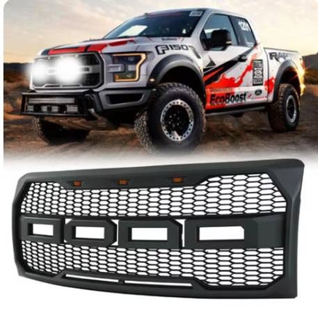 Ford F150 2009-2014 Bumper Grille W/ Amber LED Light &amp; Replacement grill
