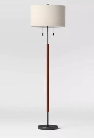Floor Lamp Black/Brown Metal/Wood - Threshold