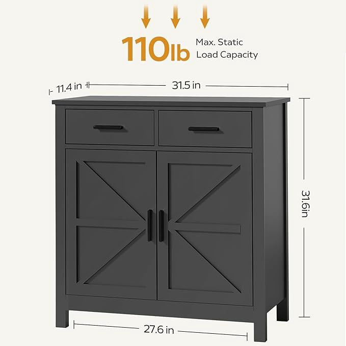 Modern Farmhouse Kitchen Storage Cabinet, Buffet