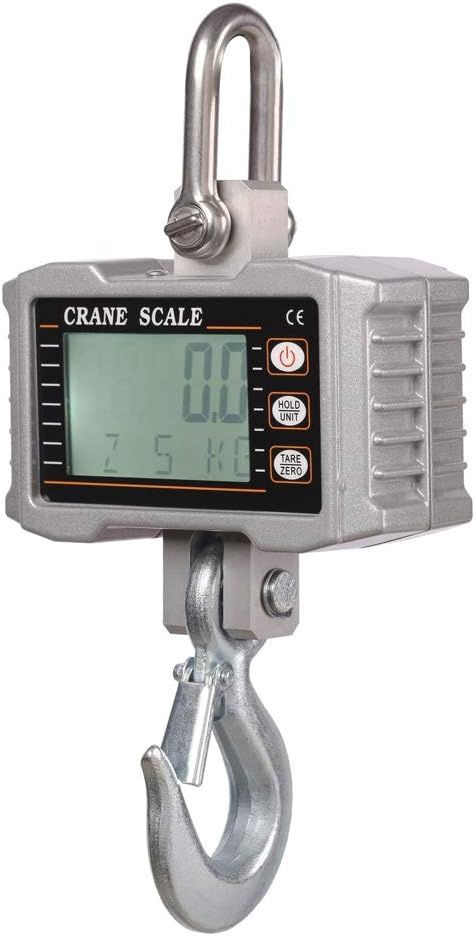 iDili 2200LBS Digital Crane Scale, High Precision OCS-S 1000KG Aluminum Industrial Scales Heavy Duty Compact Hanging Scale Hoists Scale 0.5kg (OCS-S