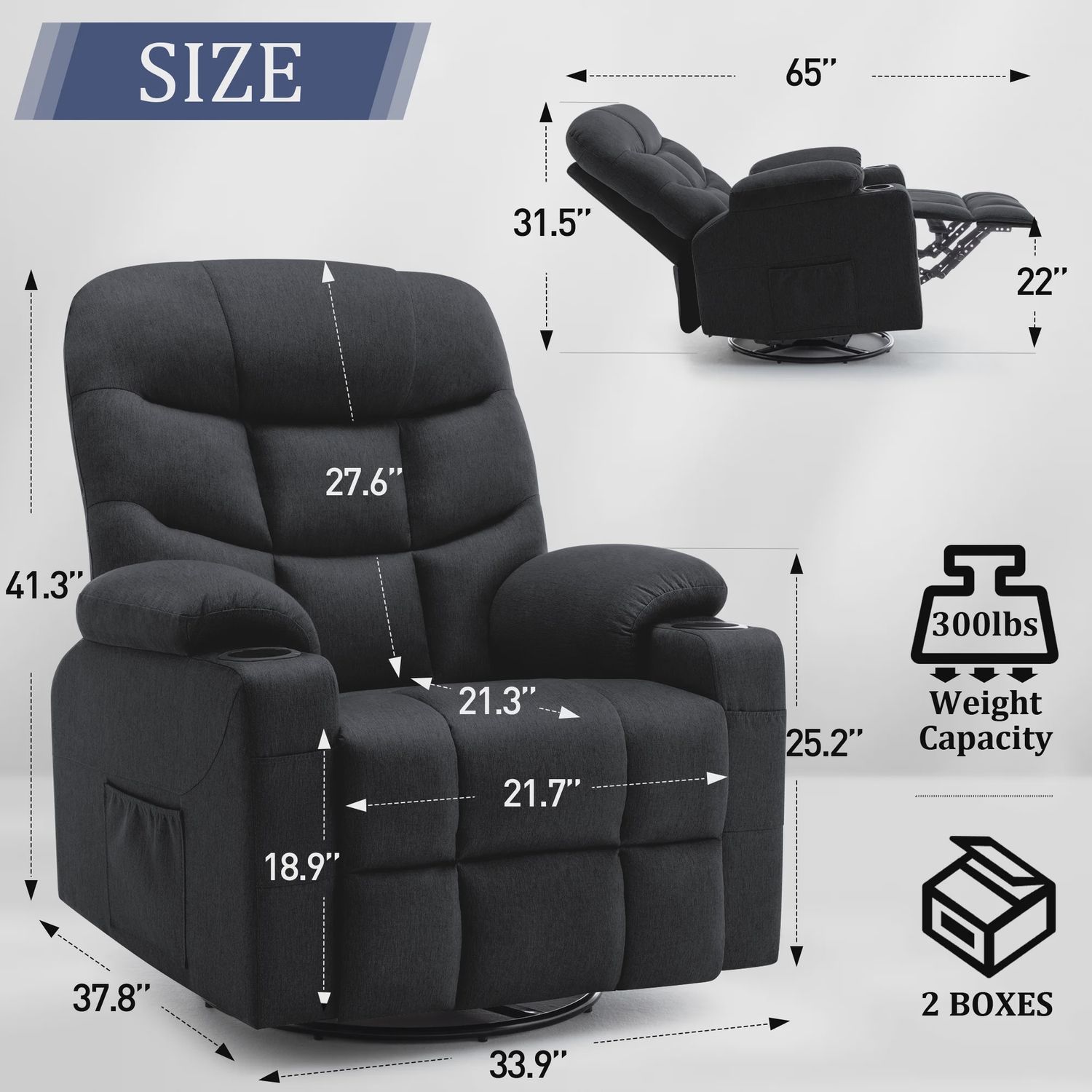 Korser Swivel Glider Rocker Recliner Chair