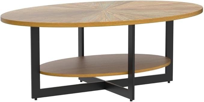 expusm Oval Wood Coffee Table, Natural Wood Coffee Table