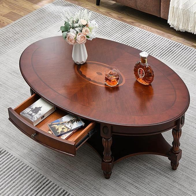 LEEMTORIG Oval Coffee Table for Living Room
