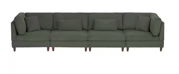 Straight Arm 4-piece Corduroy Upholstered 4-Seater Sectional 128&quot;