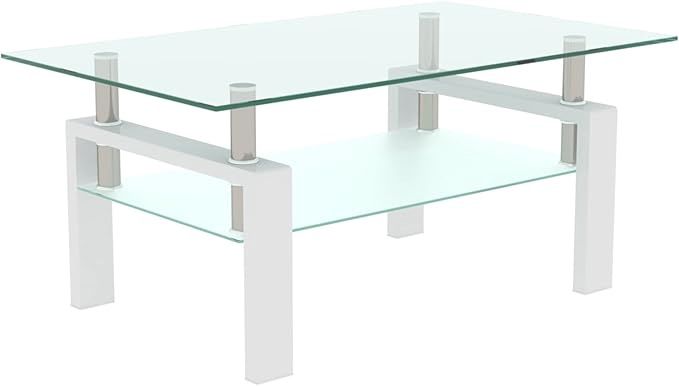 White Coffee Table, Clear Coffee Table, Modern