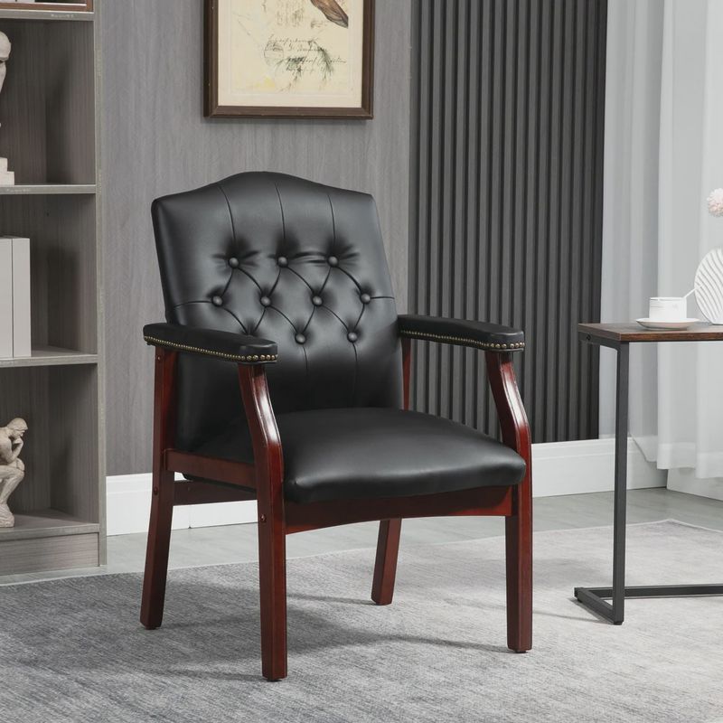 2 pack Leather Reception Guest Chairs With Padded Seat And Arms