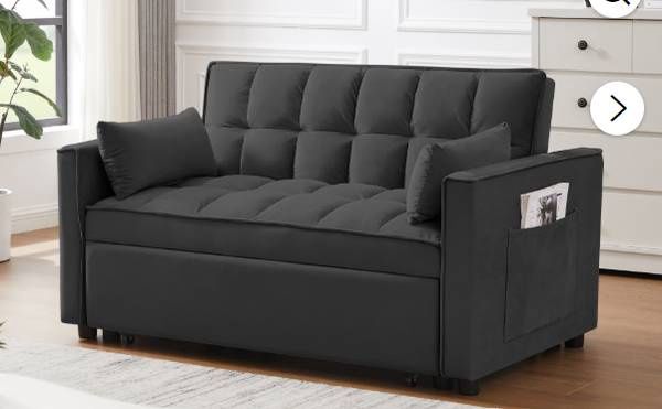 Modern Velvet Loveseat Futon Sofa Couch w/Pullout Bed