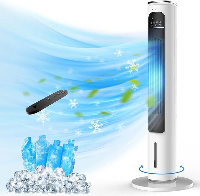 Tower Fan, 37&#39;&#39; Evaporative Air Cooler w/Remote, 2.5L Water Tank