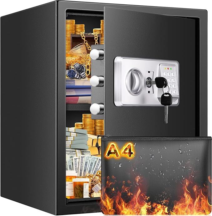 3.0 Cub Large Fireproof Safe Box for Home Use, Anti-Theft