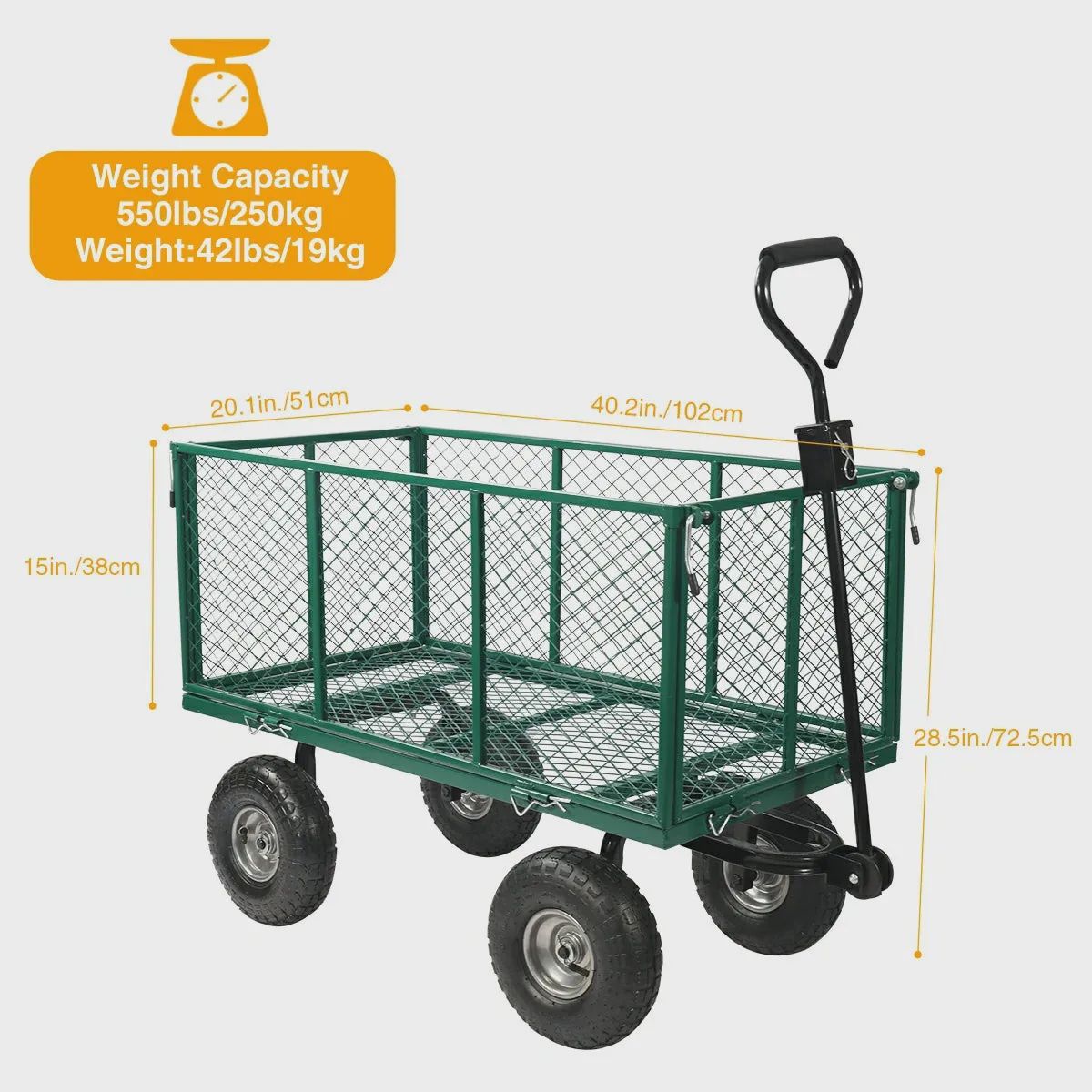 Mesh Steel Garden Cart
