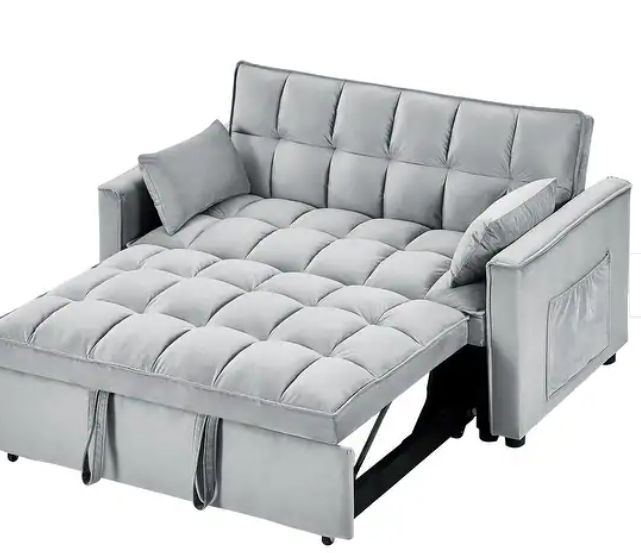 Sleeper Sofa Couch w/Pull Out Bed, 55&quot; Modern Velvet Convertible Sleeper Sofa Bed,