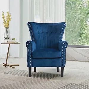 Upholstered WingBack Chair Chesterfield Fabric Velvet for Living Room,Drawing Room,Bedroom &amp; Officce