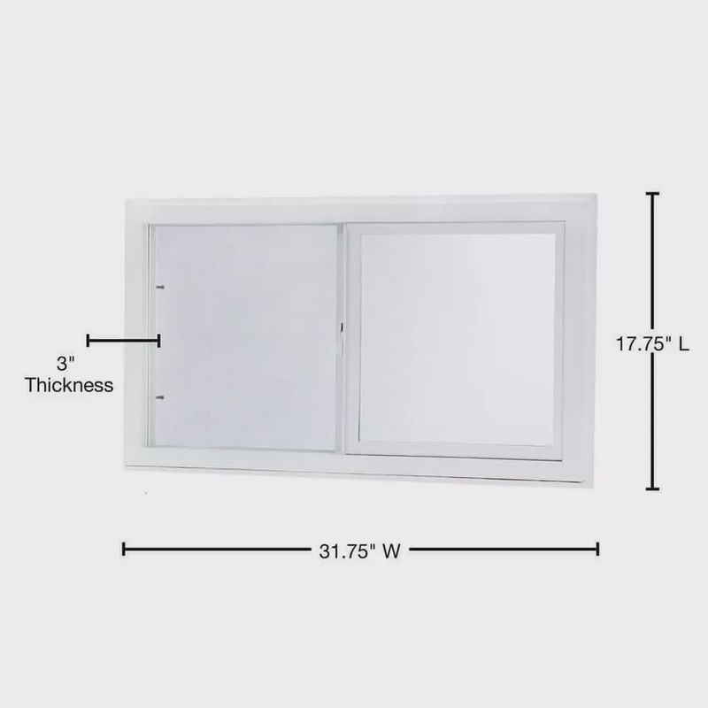 TAFCO WINDOWS Sliding Vinyl Window 31.75&quot;x17.75&quot; Left-Hand Insulated Glass White