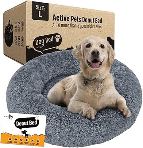 Active Pets Large Dog Bed, Calming Orthopedic Pet Bedding for Anxiety Relief, Joint Support &amp; Comfort, Washable Dog Furniture, XL 100lbs, Dark Grey  36x36