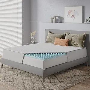 Sweetnight 4 Inch Mattress Topper Full, Dual Layer Memory Foam Enhanced Support, Cooling Gel-Infused Foam Mattress Topper with Waterproof Mattress Protector, Medium Firm, Full Size