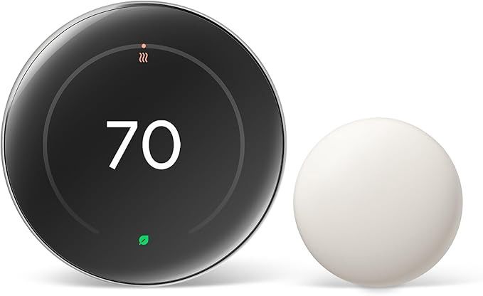 Google Nest Learning Thermostat (4th Gen, 2024) with Nest Temperature Sensor - Energy Saving Smart Thermostat - Works with Alexa, Apple HomeKit and Google Home App - Polished Silver