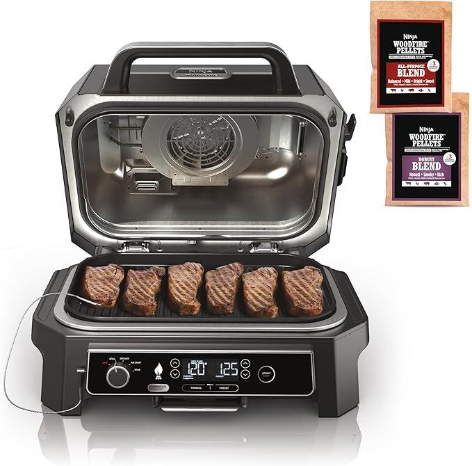 Ninja, Woodfire Pro XL Outdoor Grill &amp; Smoker, Thermometer, 4-in-1