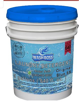 Wash Boss Blue 6X Concentrated Laundry Detergent - 5-Gallon for Deep Clean