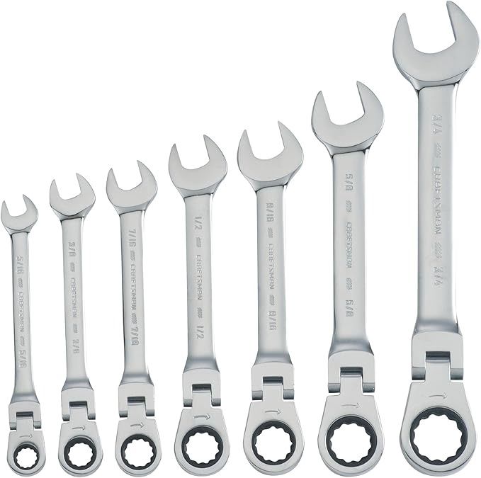 CRAFTSMAN 7-Piece SAE Flex Reversible 72-tooth Ratchet Set, Chrome Finish (CMMT87010)