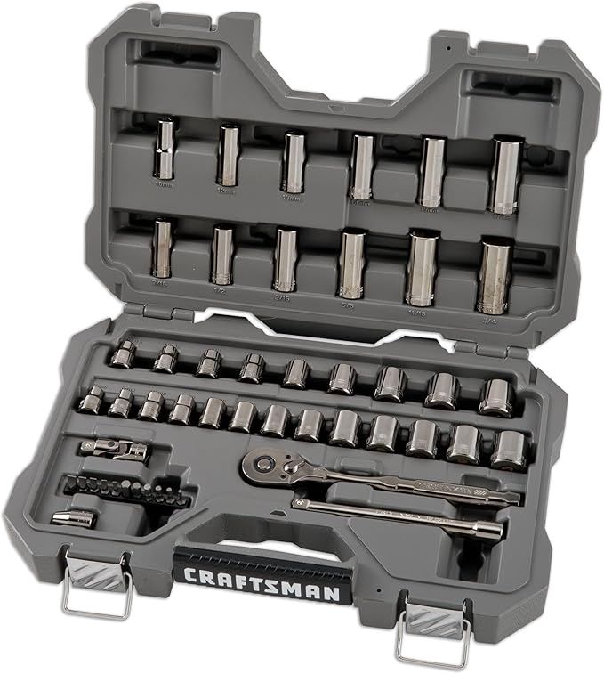 CRAFTSMAN OVERDRIVE 49-Piece Gunmetal Chrome Mechanics Tool Set, Standard SAE/Metric Socket Set, with Hard Case (CMMT99049L)