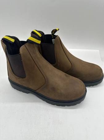 10.5 SHAMTCH Men&#39;s Brown Round Toe Pull On Safety Work Boot