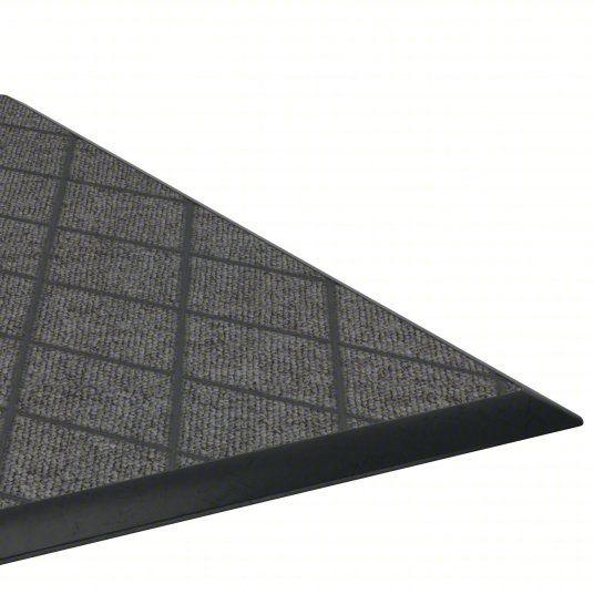 Entrance Mat: Diamond, Indoor, Medium, 3 ft x 5 ft, 3/8 in Thick, Nylon, Vinyl, Flat Edge, Charcoal