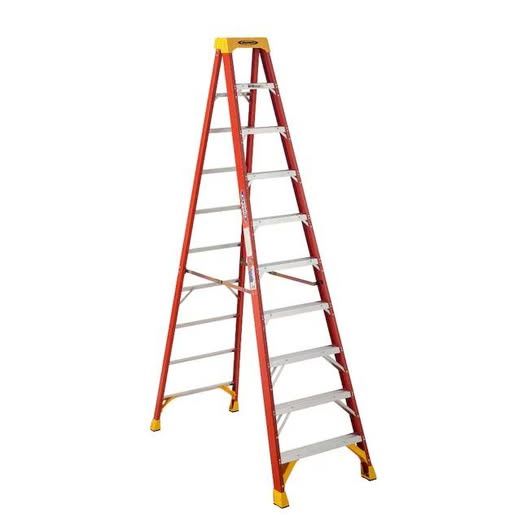 Werner 6200 10-ft ( 14-ft Reach Height ) Fiberglass Type 1A - 300 lbs. Load Capacity Step ladder