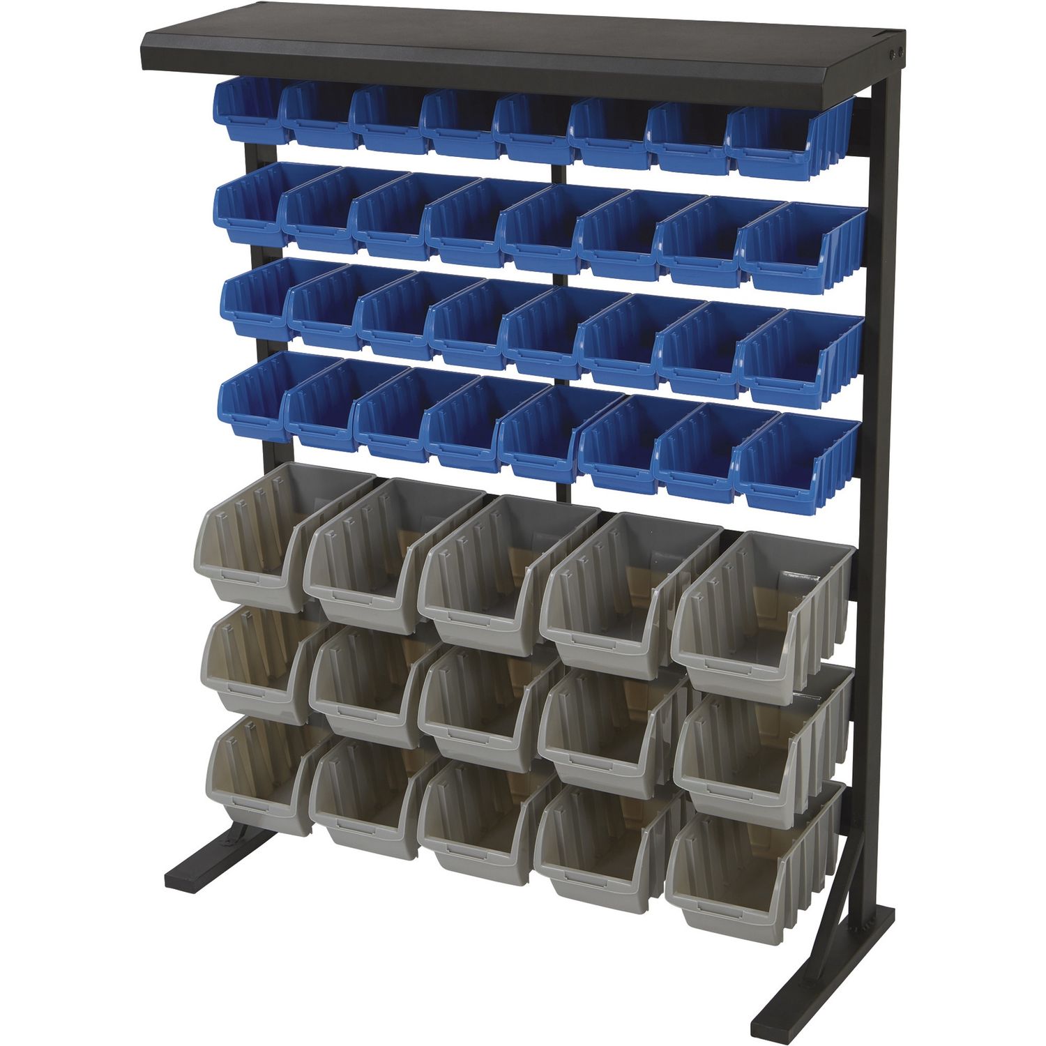 Strongway Single-Side Bulk Storage Rack Unit with 47 Assorted Bins, 36 1/2in.W x 14in.D x 46in.H