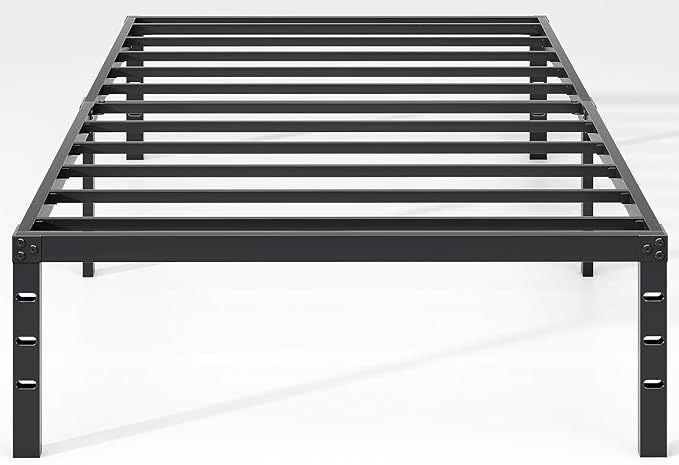 Metal Bed Frame,Twin Size Bed Frame with Storage Space,Heavy Duty Sturdy Mattress Foundation,Easy Assembly,No Box Spring Needed, Black,14 Inch,Twin