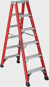 Louisville Ladder 6-Foot Fiberglass Twin Front Step Ladder, 375-Pound Load Capacity, Type IAA, FM1406HD
