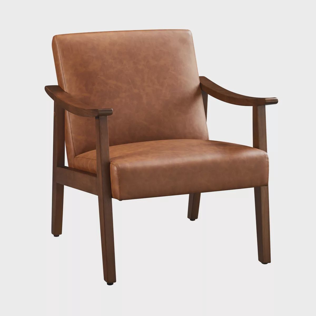 Yaheetech Modern Faux Leather Upholstered Armchair Accent Chair with Solid Wood Legs