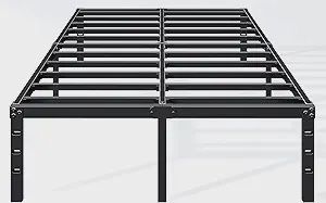 18 Inch Queen Bed Frame - Sturdy Metal Platform Queen Size, No Box Spring Needed, Heavy Duty, Easy Assembly, Strong Bearing Capacity, Under Bed Storage, Black