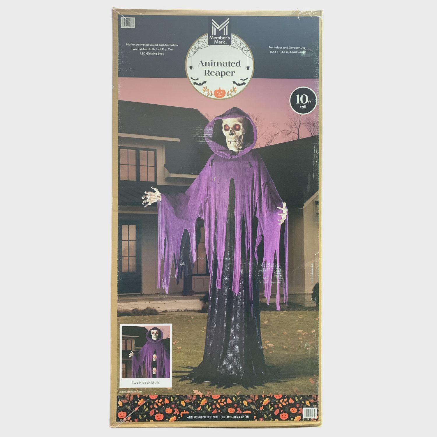 Member&#39;s Mark 10&#39; Tall Motion-Activated Animated Reaper with Hidden Skulls display model