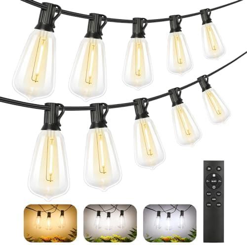 Brightever 3 Color in 1 LED Outdoor String Lights with Remote, 100FT