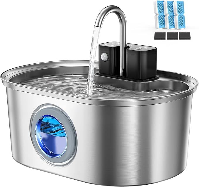 Cat Water Fountain Stainless Steel 108oz/3.2L:Battery Operated