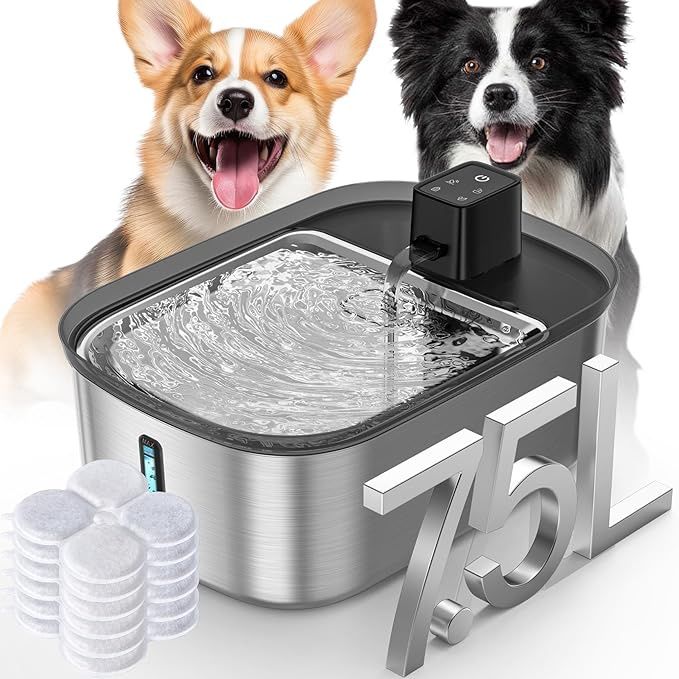 Wireless 7.5l/254oz/2Gal Dog Water Fountain for Large Dogs Stainless