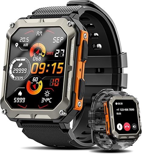 Military Smart Watch for Men with Pulse (Answer/Make Call), Rugged Tac