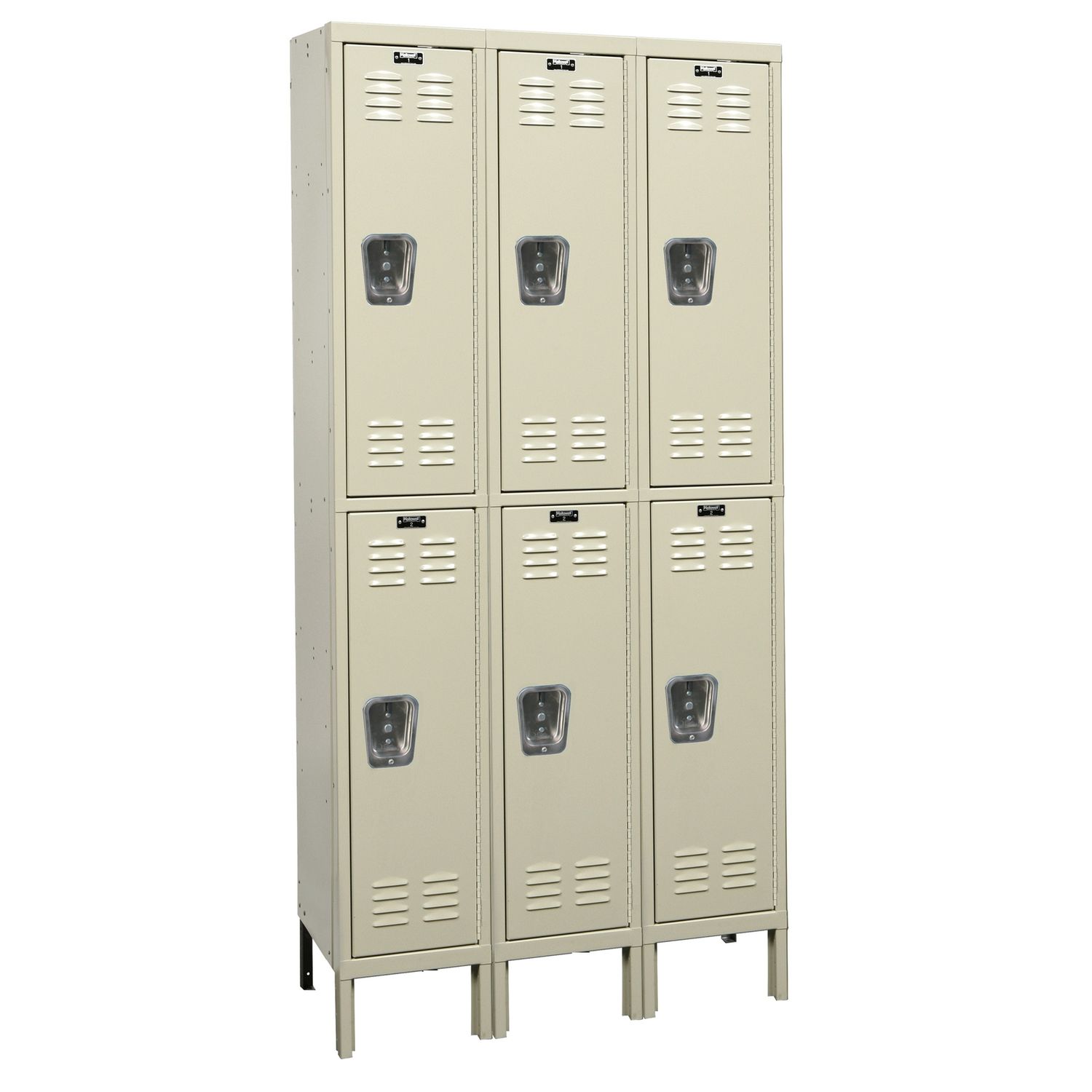Hallowell Premium Locker Complete, 45&quot;W x 24&quot;D x 78&quot;H, 729 Parchment - Double Tier, 3 Wide, Assembled