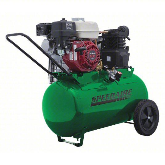 SPEEDAIRE Portable Gas Air Compressor: 1 Stage, 5.5 hp Engine, Honda, 10.2 cfm @ 90 psi, Horizontal