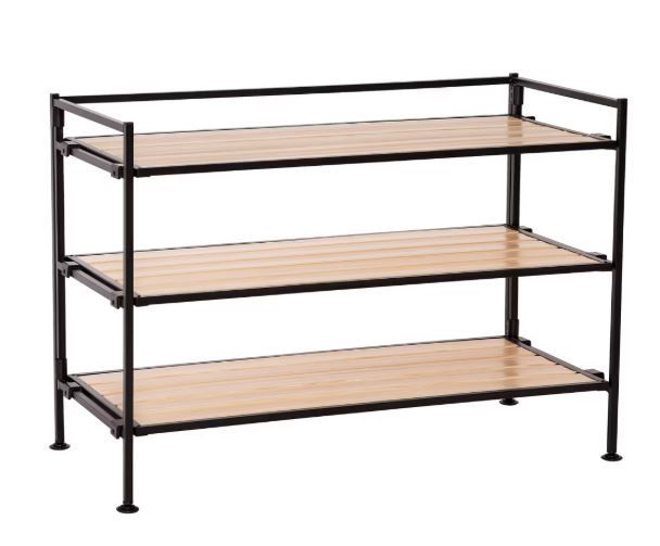 Seville Classics 12-Pair 3-Tier Resin Sturdy Metal Shoe Rack