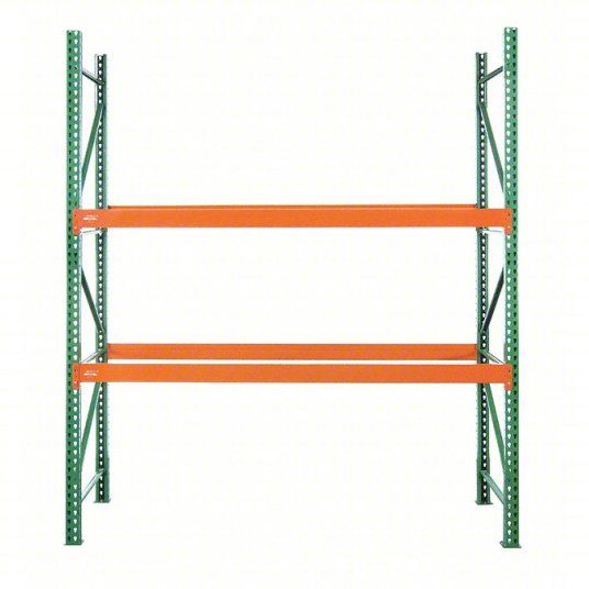 HUSKY RACK &amp; WIRE Pallet Rack Starter Unit: 126 in x 48 in x 8 ft, 16 ga Beams, 14 ga Uprights tear drop pallet rack