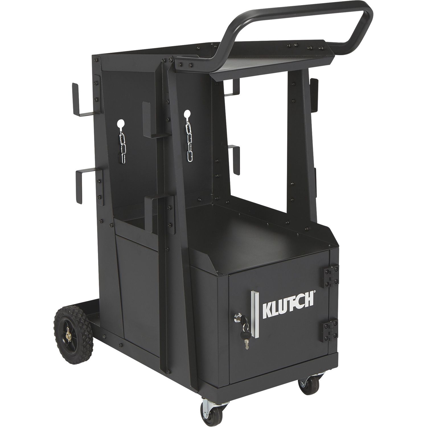 Klutch 2-Tier Welding Cart with Locking Cabinet, 31-1/2in.L x 16-1/8in.W x 28in.H