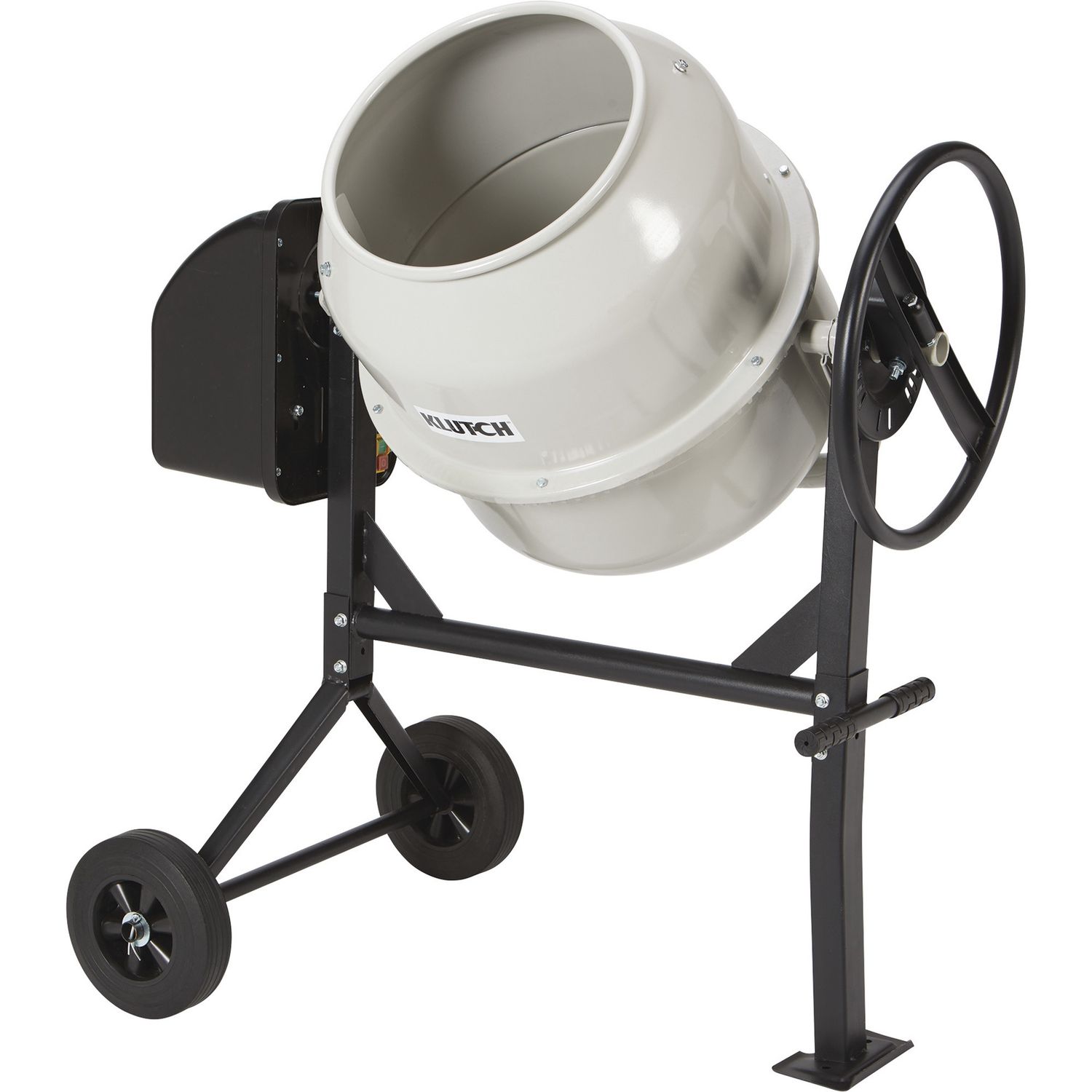 Klutch Electric Cement Mixer, 4.25 Cu. Ft. Drum, 2/3 HP, 120V Electric Motor