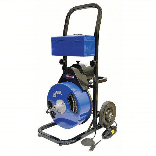 WESTWARD Drain Cleaning Machine: Corded, For 3 in to 4 in Pipe, 1/2 in Cable Dia., 75 ft Cable Lg.