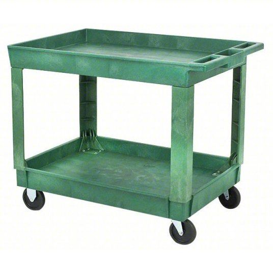 5Utj3 Utility Cart With Deep Lipped Plastic Shelves, Plastic, 500