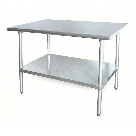 Work Table: Fixed Ht, Stainless Steel, 72 in x 30 in, 600 lb Overall Load Capacity