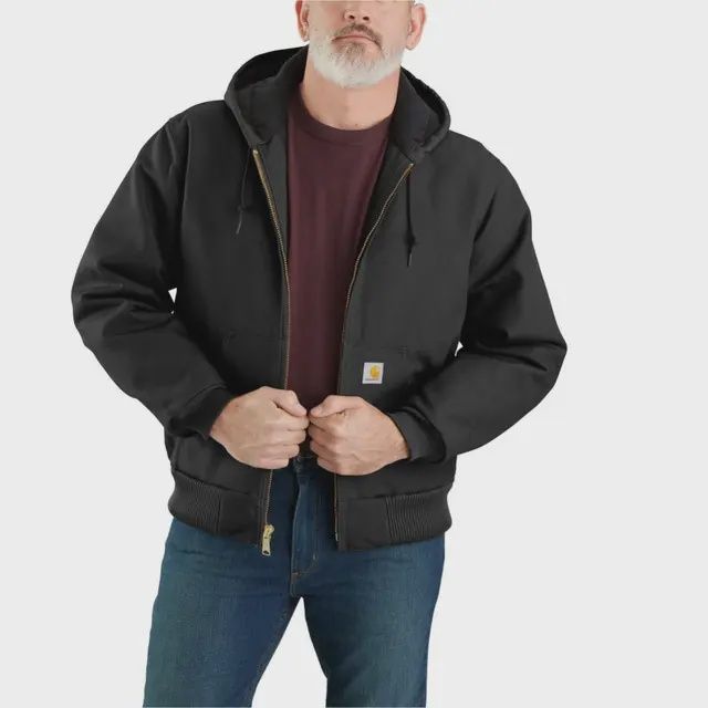 Carhartt Men&#39;s J140 Loose Fit Firm Duck Insulated Flannel-Lined Active Jacket, Black - 106673-BLK 2xl size